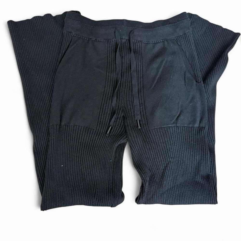 Black Ribbed Knit Pants